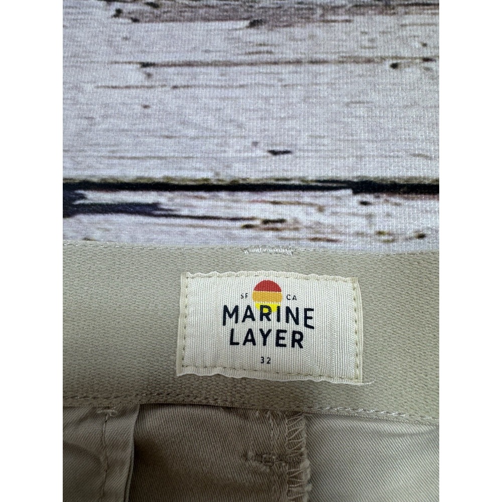 Marine Layer Men's Beige Cotton Chino Shorts Flat Front Pockets Sz 32 - Picture 2 of 8